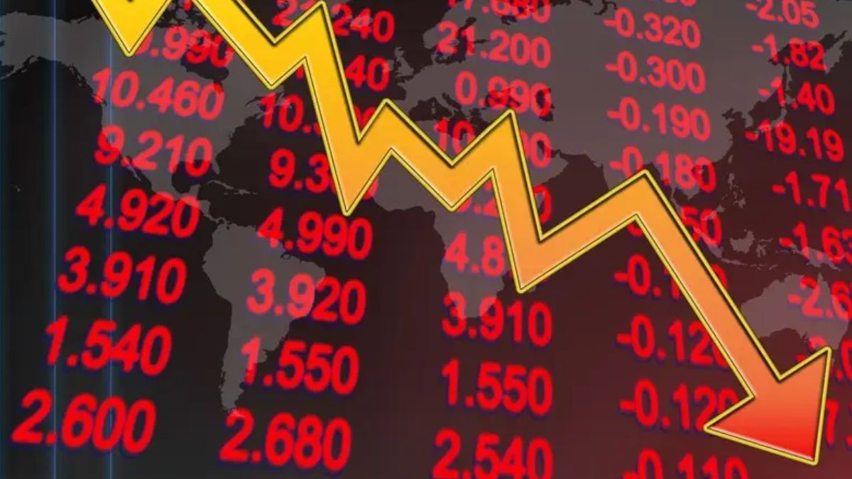 Gráficos de cotações em queda representando queda da Ibovespa