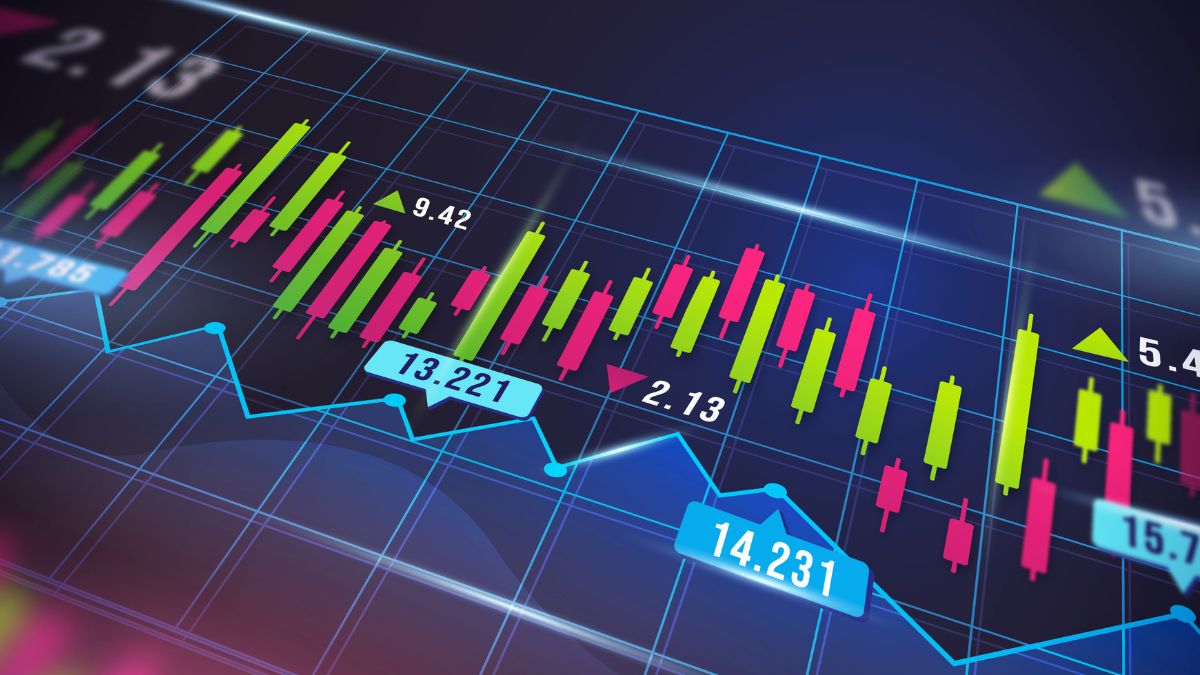 Gráfico financeiro estilizado, simbolizando o alto fluxo de capital estrangeiro no Ibovespa
