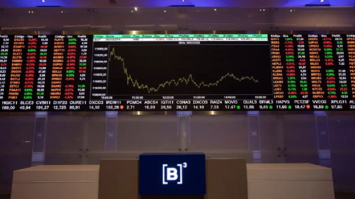 Gráfico da B3 representando Ibovespa hoje que opera em alta