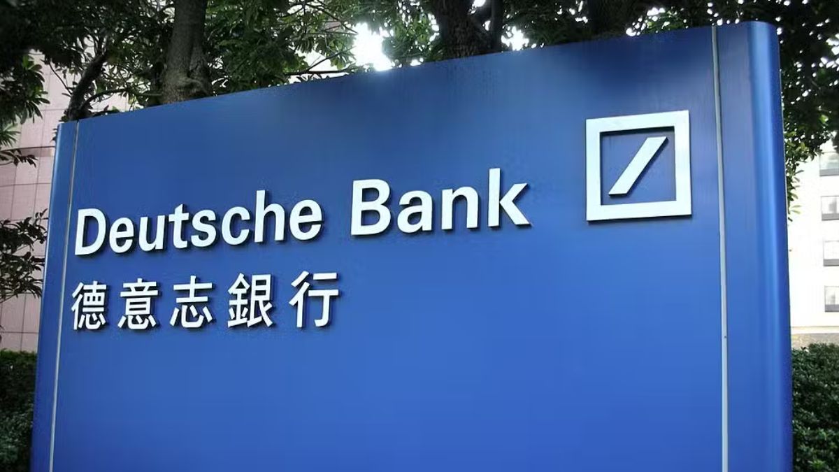 Logomarca do Deutsche Bank, que emitiu um relatório sobre o risco do dólar sofrer um processo de desdolarização