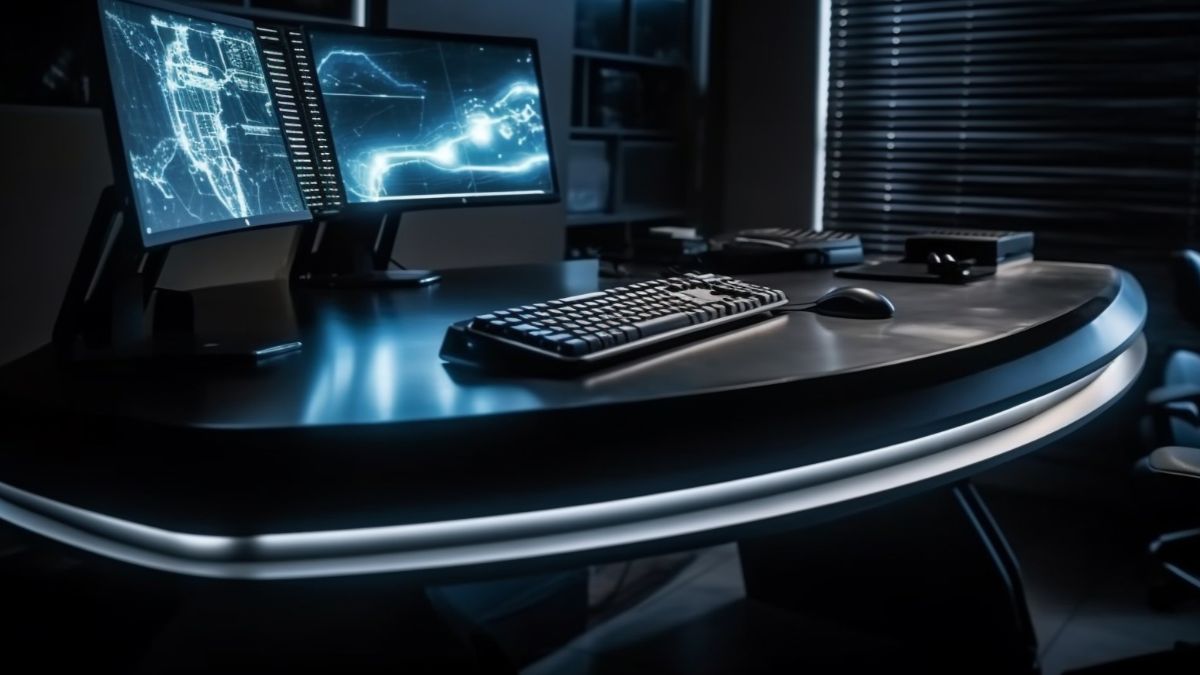 Computador de alta performance sobre mesa de trabalho, para simbolizar que a Apple e a Meta fecharam parceria para processamento de IA corporativa