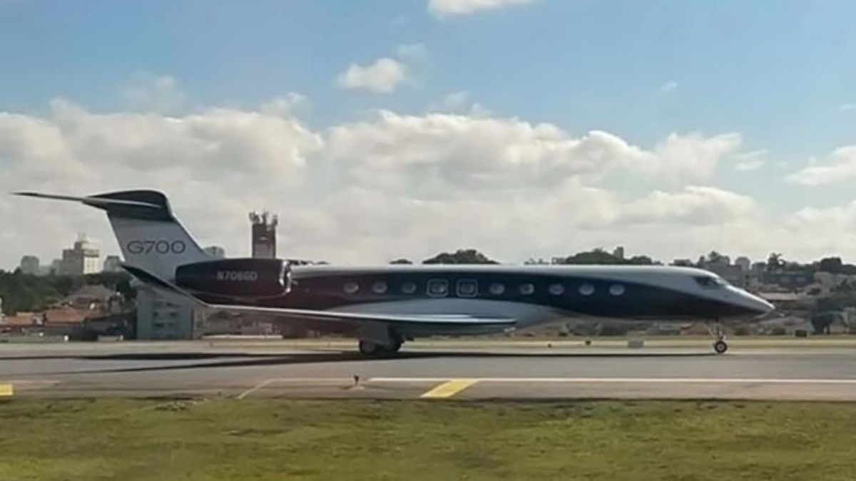 Jatinho executivo em Congonhas, representando as novas regras da Anac para a aviação executiva