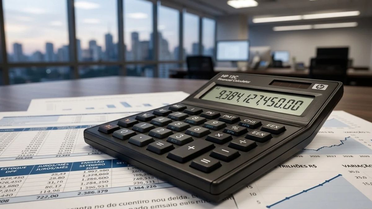 Calculadora financeira, para simbolizar que a dpivida pública federal subiu em setembro