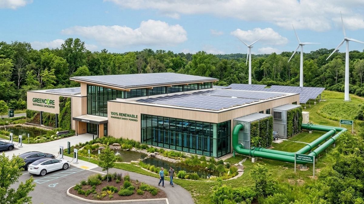 Datacenter sustentável, para simbolizar que a IA passa a compor nota ESG nas grandes empresas