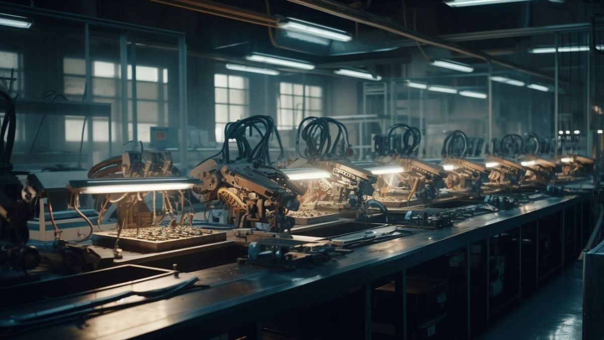Linha de montagem industrial, simbolizando que o índice de atividade econômica (IBC-r) registrou uma leve expansão em agosto